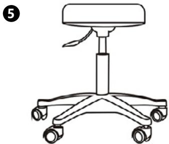 Line drawing of an office chair with four legs and a top seat (no text or symbols)