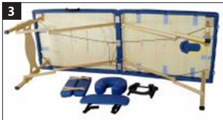 Product photo of a medical examination table setup with blue frames, chairs, and a handle (no visible text or labels)