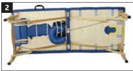 Exterior view of a portable table with blue insulation and a blue vent, no visible text or symbols