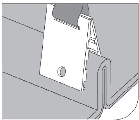 Technical line drawing of a mechanical clamp or bracket assembly (no text or symbols)