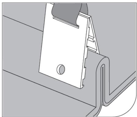 Technical line drawing of a mechanical clamp or bracket assembly (no text or symbols)