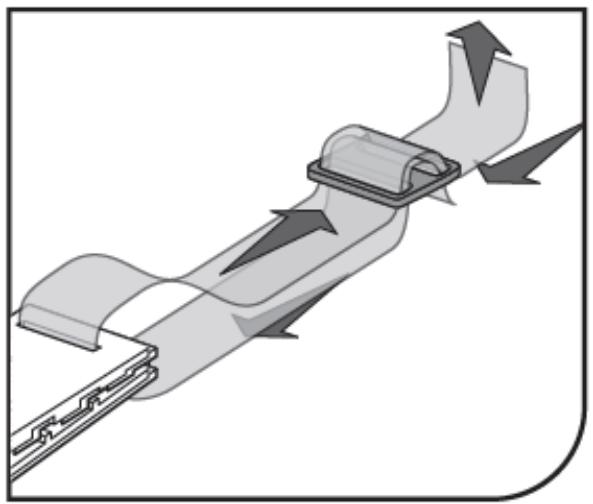 Diagram of a mechanical component with directional arrows indicating motion or flow (no text or symbols)