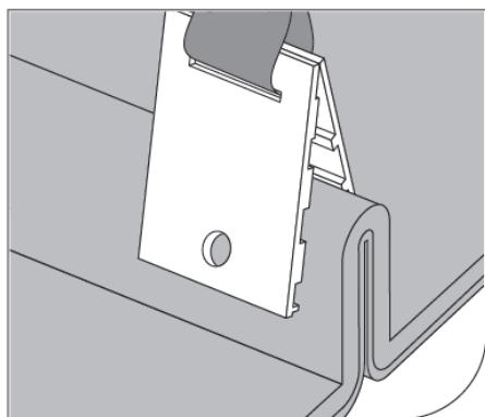 Technical line drawing of a mechanical clamp or bracket assembly (no text or symbols)