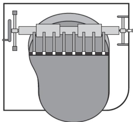 Pure diagram of a mechanical or electrical component with no text, numbers, or symbols