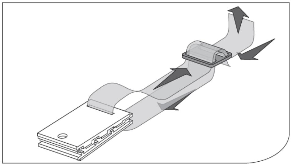 Diagram of a mechanical assembly with directional arrows indicating flow or movement (no text or symbols present)