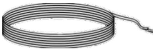 Coiled wire or coiled cable with a terminal connector (no text or symbols visible)