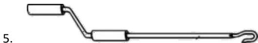 Simple line drawing of a mechanical tool or spring with a curved handle and two rectangular blocks (no text or symbols)