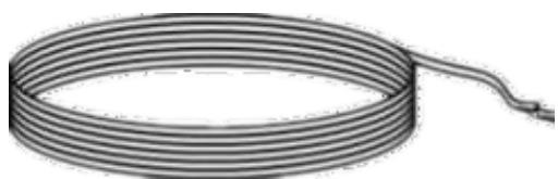 Coiled wire or coiled cable with a terminal filament (no text or symbols visible)