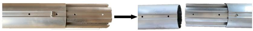Three views of a metallic cylindrical mechanical component with bolt holes, shown from different angles (no text or symbols visible)