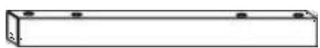 Two identical metal bracket components with mounting holes, labeled with number 1 (no text or symbols on the brackets themselves)