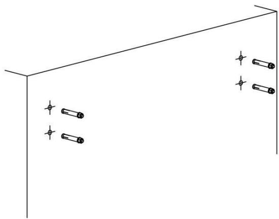 Pure technical line drawing of a mechanical bracket with four cylindrical components and mounting holes (no text or symbols)