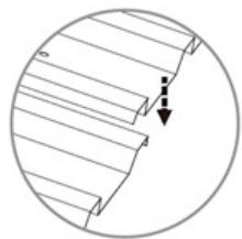 Circular diagram showing a striped pattern with an arrow pointing downward (no text or symbols)