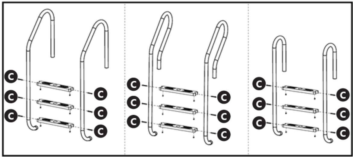 Diagram illustrating three stages of a mechanical device with labeled components and circular indicators.