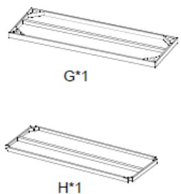 Two 3D rectangular structural diagrams labeled G*1 and H*1, showing different internal layers or supports (no text or symbols beyond labels)