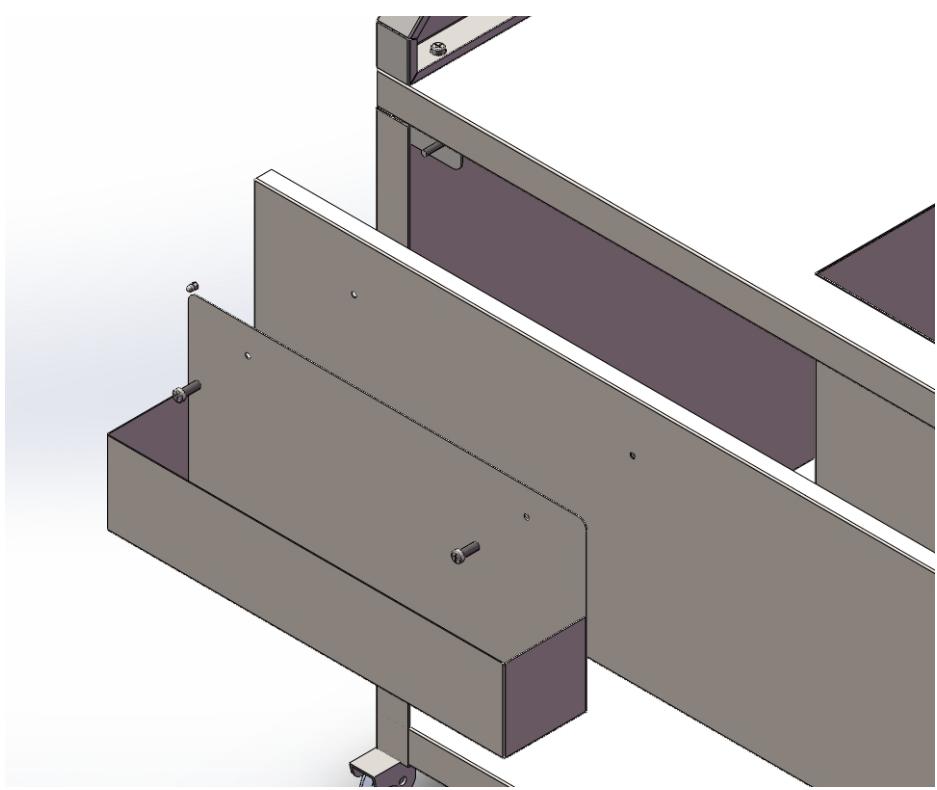 3D CAD model of a mechanical assembly with structural beams and mounting brackets (no text or symbols visible)