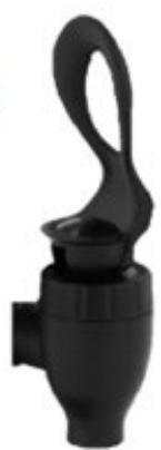 Black plastic mechanical component with handle and port (no visible text or symbols)