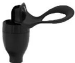 Black plastic container with handle, no visible text or symbols