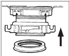 Technical diagram of a mechanical assembly with a central component and an upward arrow indicator (no text or labels)
