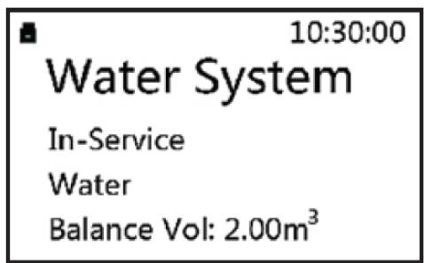 10:30:00 Water System In-Service Water Balance Vol: 2.00m³