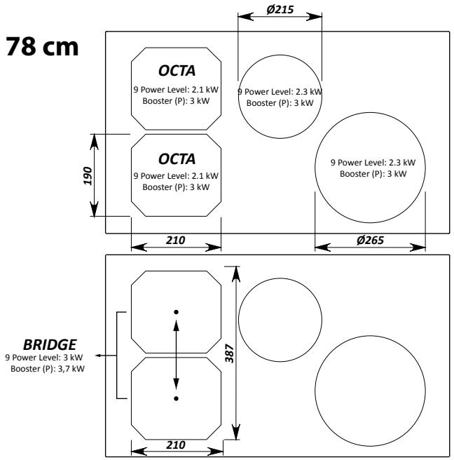 FALMEC Piano Induzione 58 cm - PRODUCT DATA SHEET INDUCTION HOB 78 - 1