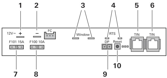 1 2 3 4 5 6 12V + - FC Window RTS F101 15A F100 10A DP Reset TIN TIN 15 10 7 8 9