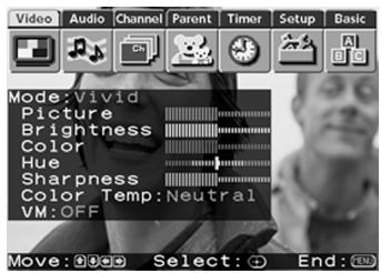 SONY FD Trinitron WEGA - To select the Video Menu - 1