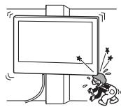 SONY K-65XR80M2 - Nie montować uchwytu ściennego na powierzchniach, w przypadku których narożniki lub boki telewizora mogłyby wystawać poza powierzchnię. - 1