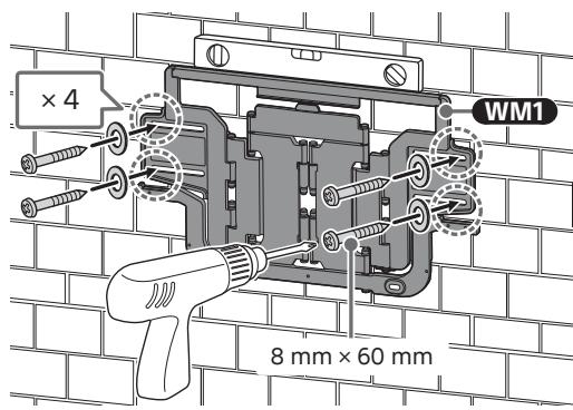 SONY K-55XR80M2 - Τοποθετήστε το τμήμα WM1 στον τοίχο χρησιμοποιώντας κατάλληλες βίδες (δεν παρέχονται) και ροδέλες (δεν παρέχονται). - 1