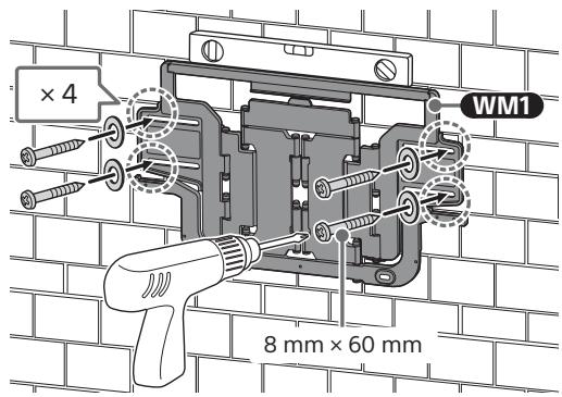 SONY K-55XR80M2 - Installera WM1 på väggen med lämpliga skruvar (medföljer ej) och brickor (medföljer ej). - 1