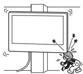 SONY K-55XR80M2 - Installeer de wandmontagesteun niet op een muuroppervlak waarbij de hoeken of de zijkanten van de tv de wand niet raken. - 1