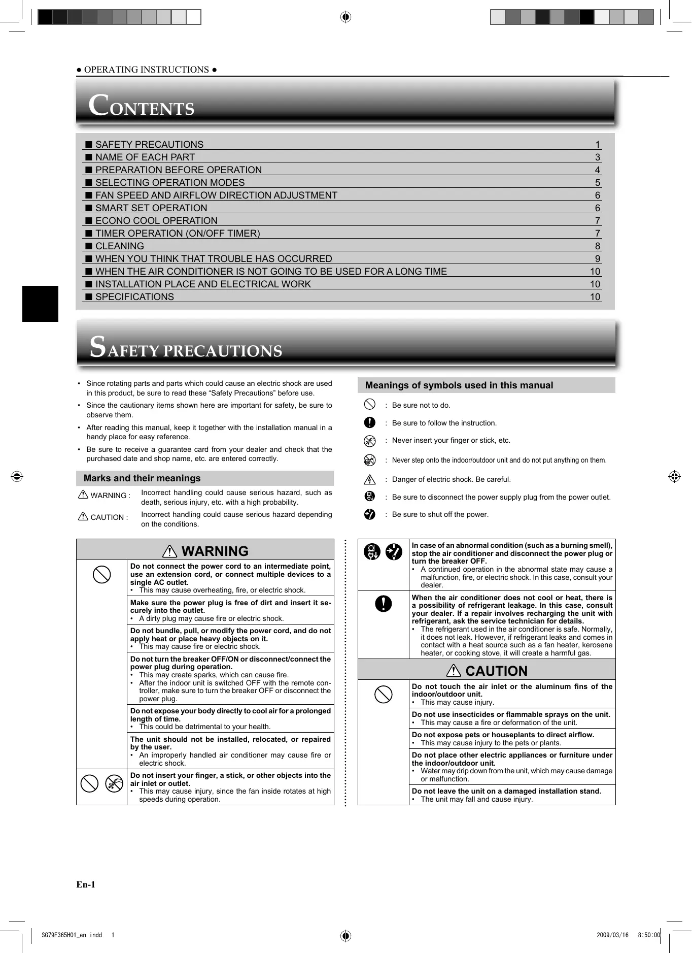 Air-conditioner MITSUBISHI MSZ-GE12NA - User manual and instructions
