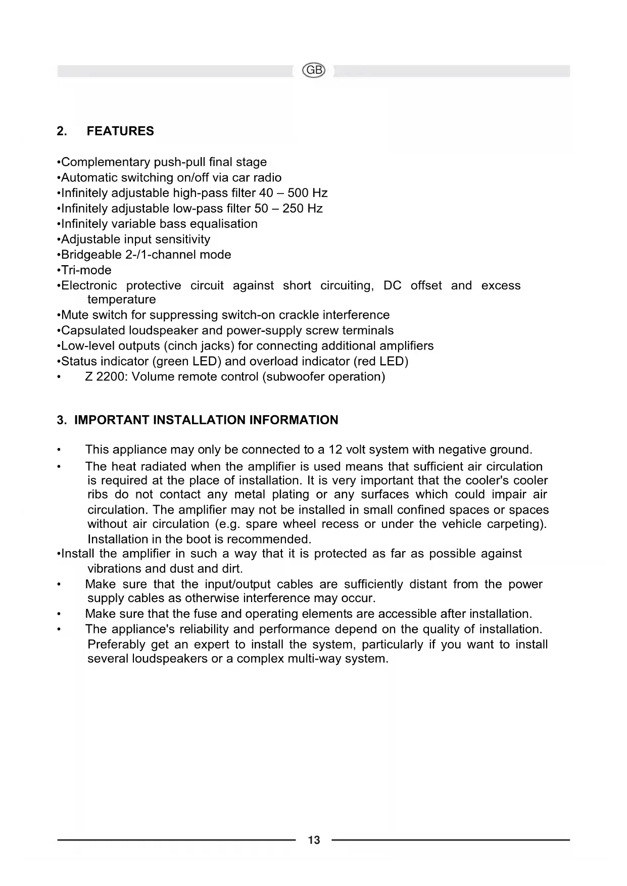 Car stereo MAC AUDIO Z 2100 - User manual and instructions