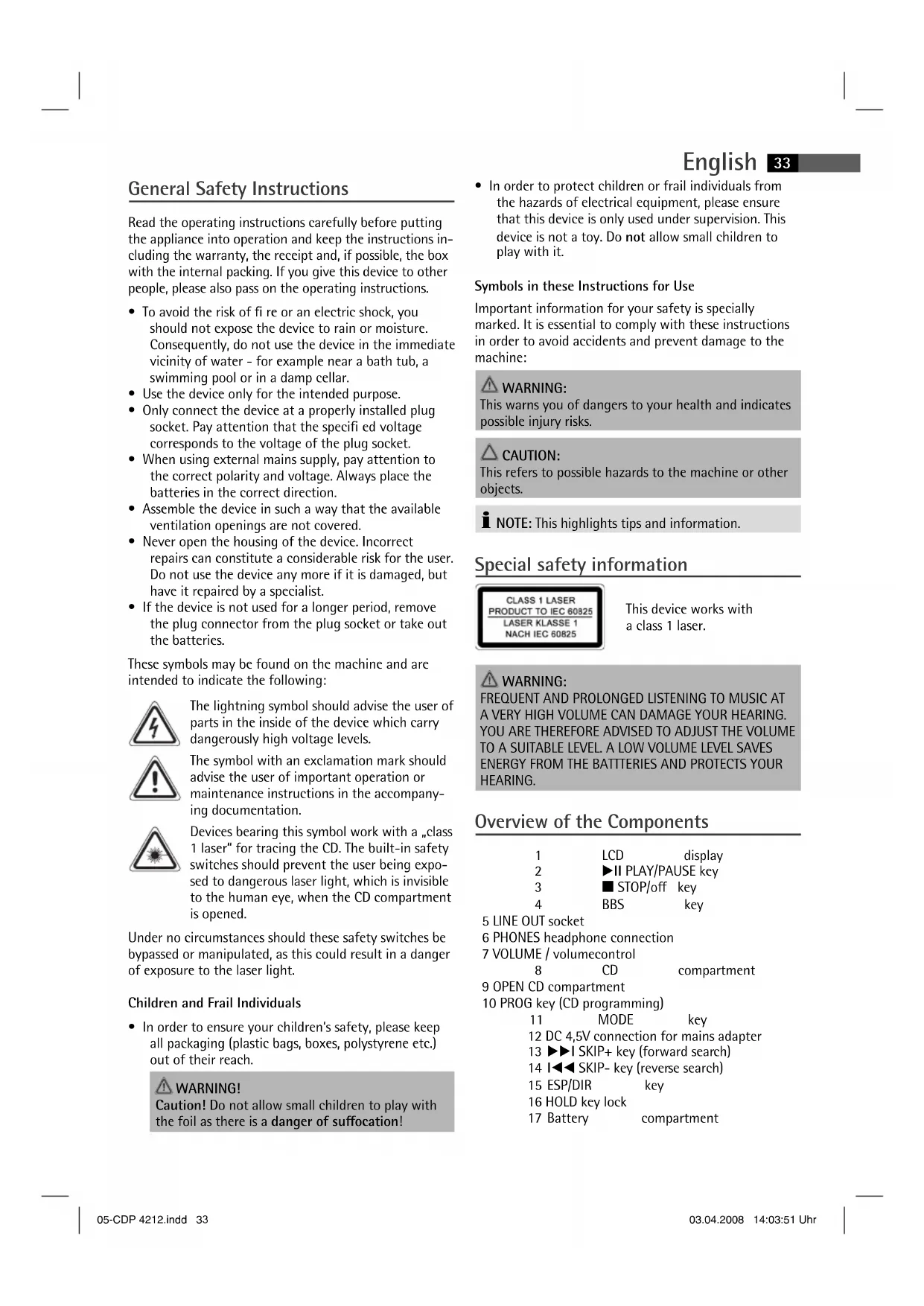 Cd player/recorder AEG CDP 4212 CD - User manual and instructions